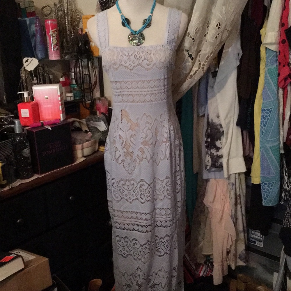 BABY BLUE CROCHET MAXI DRESS SZ L 🐬
